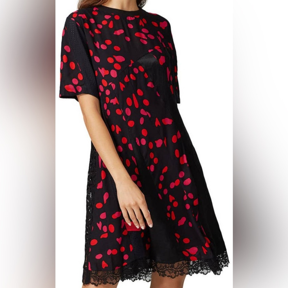 NWT Koché Red and Black Twisting Tee Dress